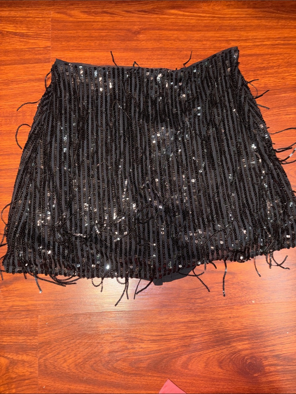 Abercrombie & Fitch Black Sequin Fringe Mini Skort